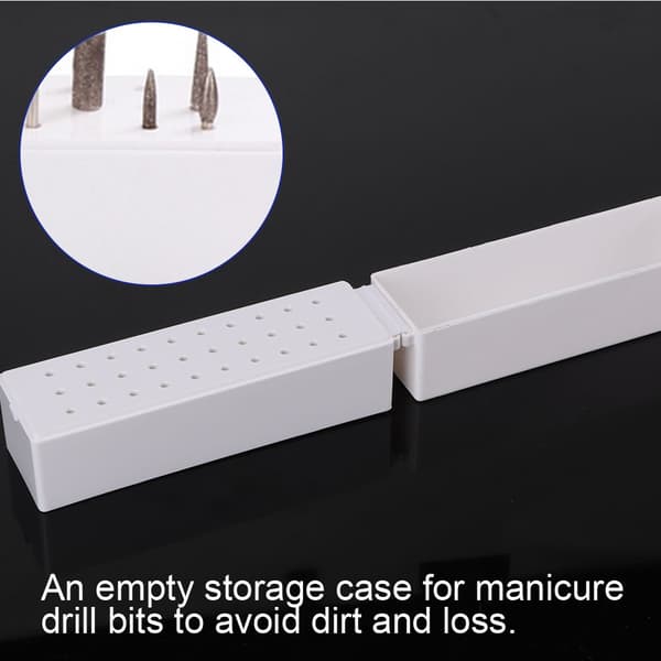 30 hullers manicure bore bits holder container display case negle slibehoved opbevaringsboks