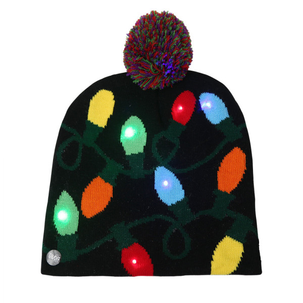 LED Glitter Holiday Stickad Hat Light Up Glitter Beanie, Knit Light Cap Christmas Tree Hat