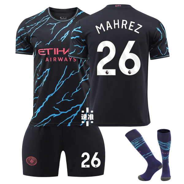 2324 Manchester City 2 udebanebørnefodboldsæt med sokker 26 MAHREZ children' sizes20