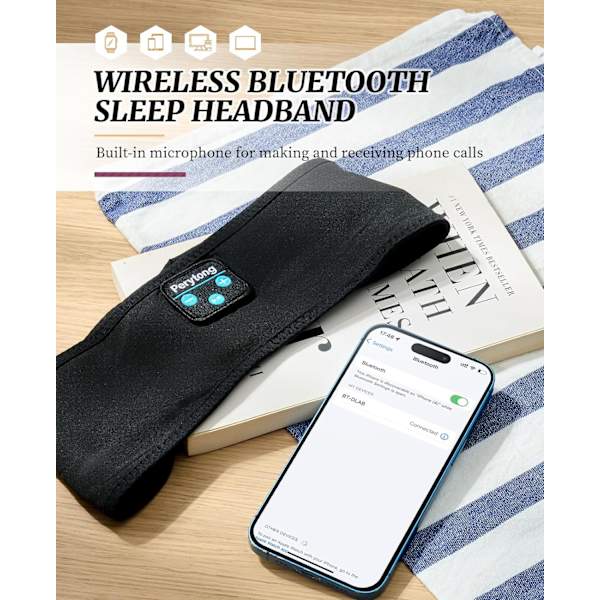 Trådløse Sleep Headphones, Bluetooth Sports Headband Headphones med Ultratynde HD Stereo Højttalere Perfekt til Søvn, Træning, Jogging