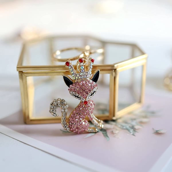 Söta djur nyckelringar för kvinnor Bling Rhinestone Charm Nyckelring för flickväska eller bilhänge