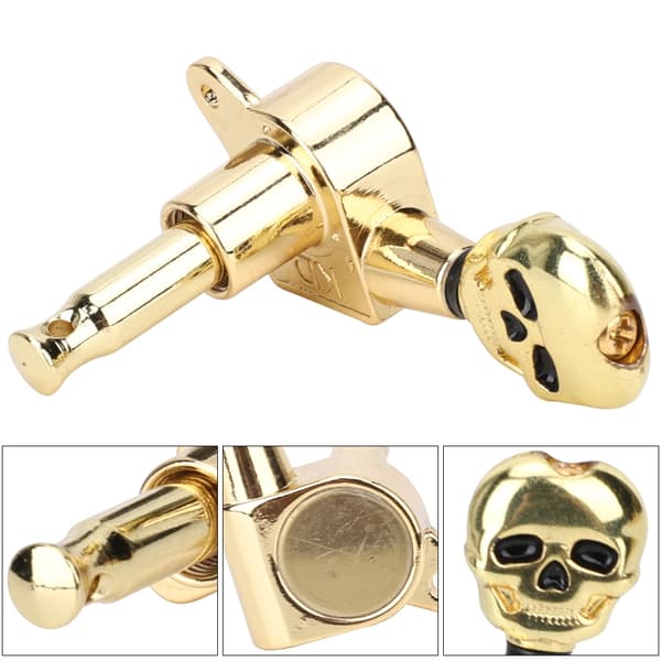 6 stk. Tuning Peg Golden Skull Shaped Elektrisk Guitar Machine Head String Tuner Key