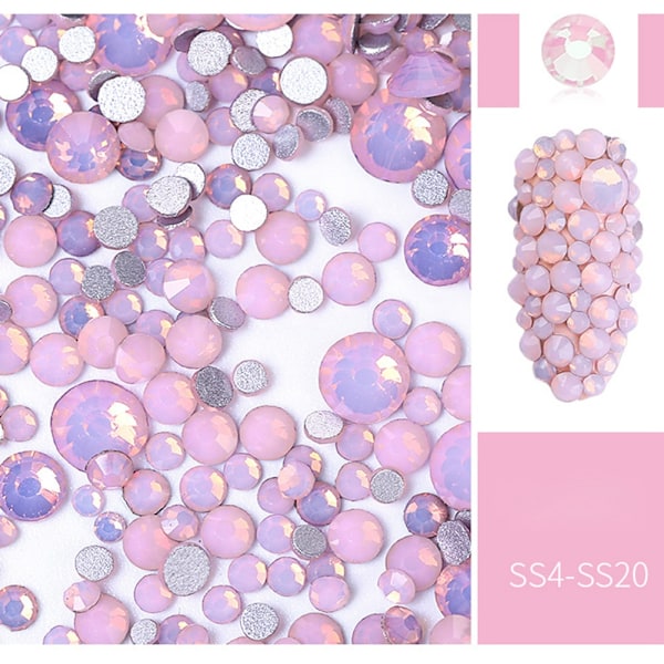 3D Rhinestones Manikyr Platt Bas Mini Pärlor Nagelkonst Dekoration (Rosa)