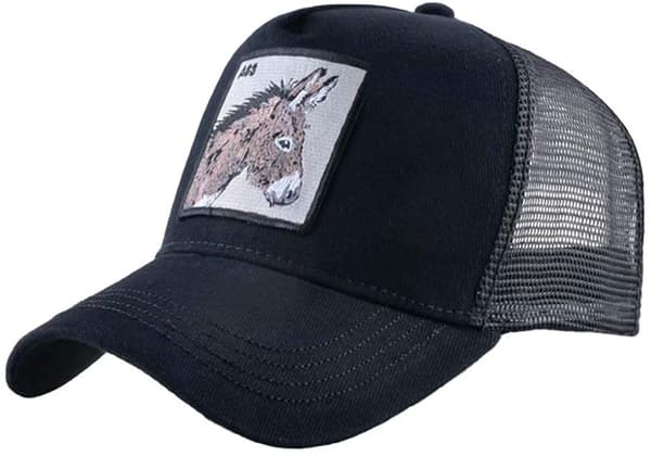 Unisex Animal Mesh Trucker Hat Snapback Broderad Patch Baseball Caps, LV-BK