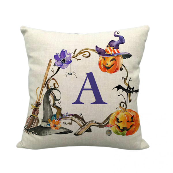 Kasta kuddfodral engelsk alfabet Halloween  tryck linne kuddfodral för sovrum vardagsrum soffa stol kuddfodral  gåva（bokstav  A）
