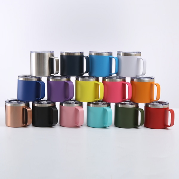 Kaffe Mugg, 12oz Kaffe Mugg Mjölk Mugg 304 Rostfritt Stål Foder för Familj Utomhus Camping (Grön)