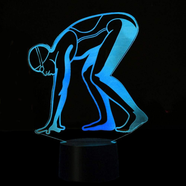 WJ 3D Svømning Natlys Lampe Illusion Led 7 Farve Skiftende Touch Switch Bord Dekoration Lamper Akryl Flad ABS Base USB Kabel Legetøj