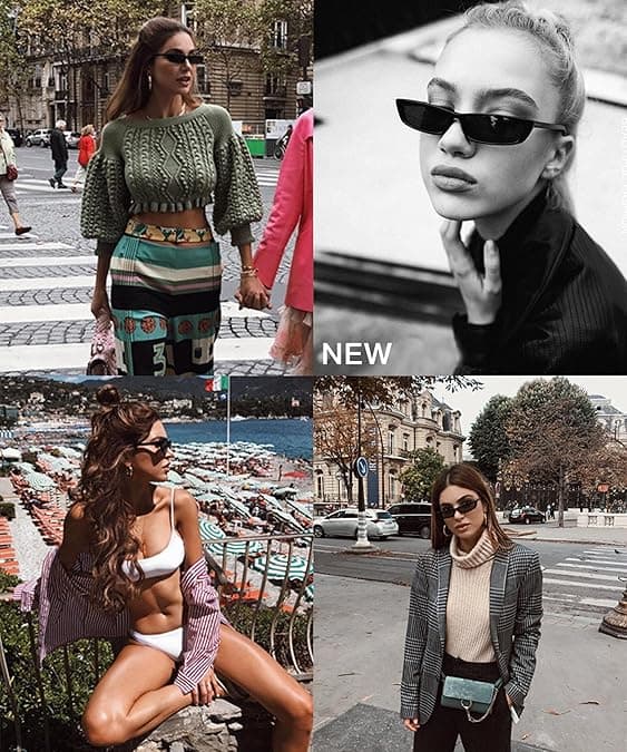 Rektangulära Små Solglasögon Mode Designer Fyrkantiga Shades för kvinnor Black Frame, Black