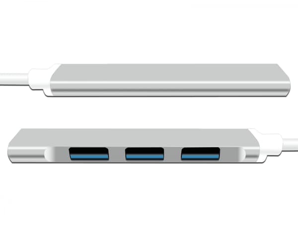 USB-splitter 3.0 hub - en hub som deler én til fire - i aluminiumlegering - mini dokkingstasjon - tilbehør