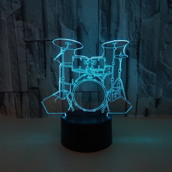JUSTUP 3D trommesæt natlys berøring bord skrivebord optisk illusion lamper 7 farve skiftende lys hjem dekoration jule fødselsdag gave（Stil 20）