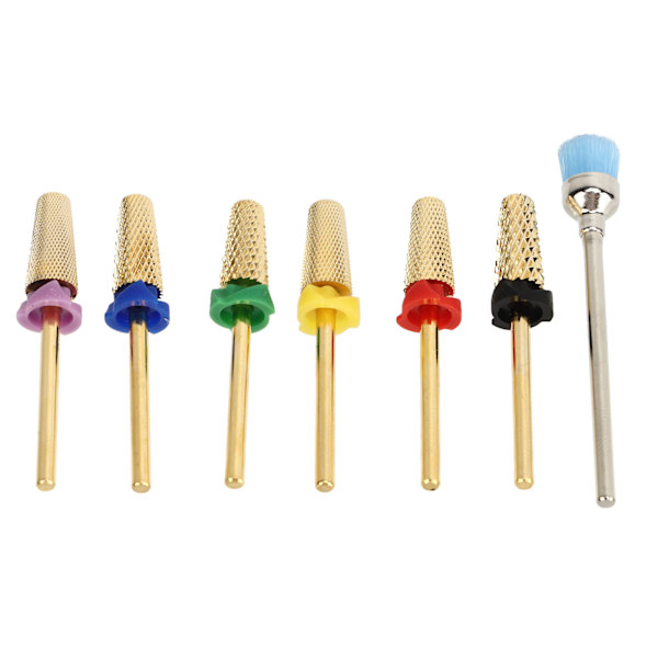 7 st Nail Drill Bits i Rostfritt Stål, Utbytbara Nail Drill Huvuden för Manikyr Slipning