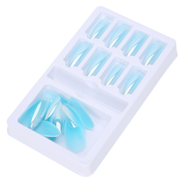 Gradient Pointed Fake Nails Tips Set Colored Full Cover False Nails with Nail FileF745-15