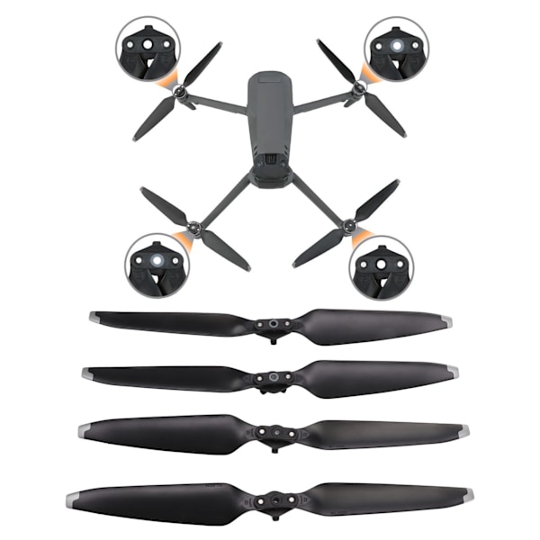 2 par propellrar för drönare, 9453F, reservdelar, snabbfrigörande blad, PP, för DJI Mavic 3, underhåll, silver