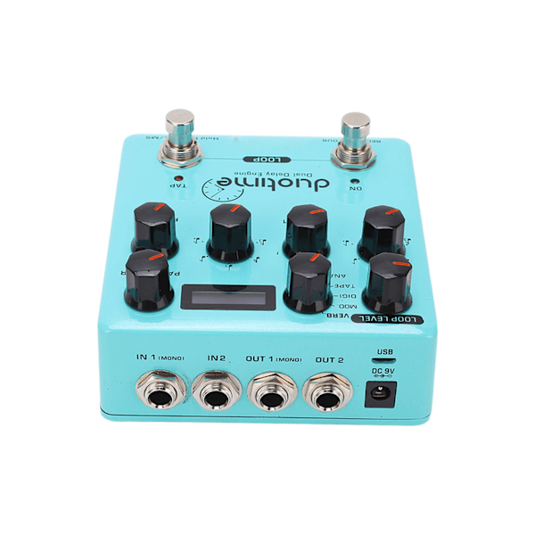 Dual Delay Engine Effekt Elektrisk Gitar Flere Modus Forsinkelser Pedal med 40 Sekunders Stereo Loop