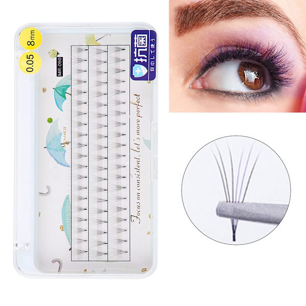 5 Kokoa Luonnollinen Pehmeä Sekoitettu Sininen Tekokarvat Ripset Pidennys Pitkä 0.05C Teko Ripset 8mm