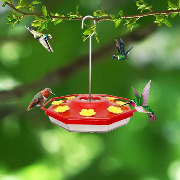 Kolibri Foderautomat med 8 Blomster Stil Fodring Porte Kolibri Foderautomat, Kolibri Foderautomater til Udendørs Hængende i Lyse Farver t