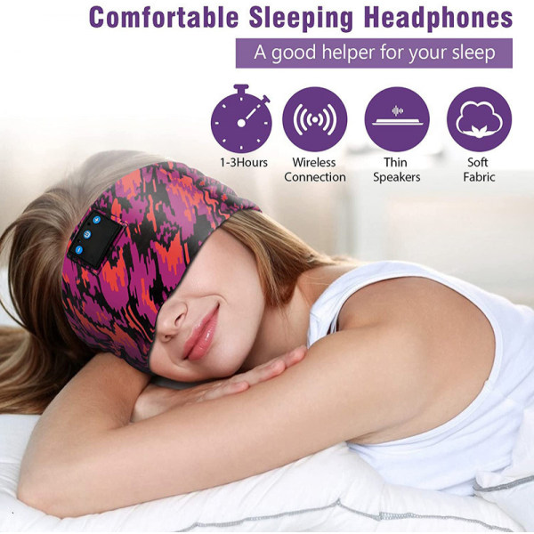 Sömnhörlurar Bluetooth Sportpannband, Ultratunna HD-stereohögtalare, Jogging, Yoga, Sömnlöshet, Sidoslipare, Flygresor