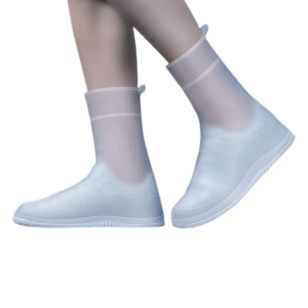 Silikon Overshoes Vanntett Regn Sko Deksel Sklisikre Silikon Sko Deksel Gjenbrukbar Unisex Hvit (M, 34/35, 1 Par)