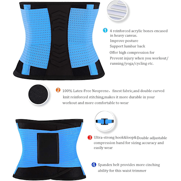 Midjetrenerbelte for kvinner - Midjetrener Trimmer - Slankende Body Shaper Belte - Sport Gjordbelte (UP Gradert) L Z1-blue