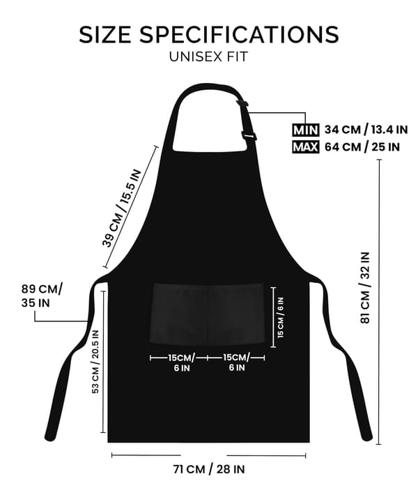 2-pack justerbart förkläde med 2 fickor, vatten- och oljebeständigt, lättviktsförkläde i polyester för vuxna black