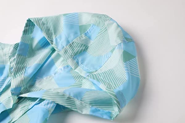 Barne regnponcho med hette, geometrisk blå, XL