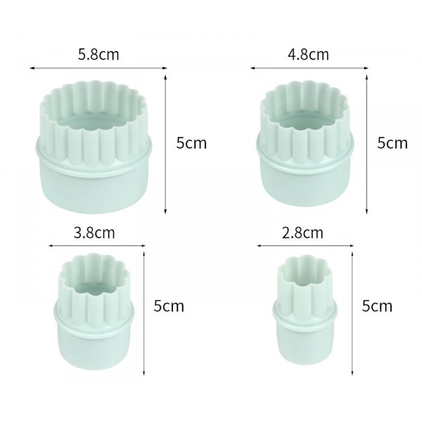 Kjeksformer - To-sidig rund kjeksform, kjeksformer og fondantkakeform - Sett med 8 plastkjeksformer.