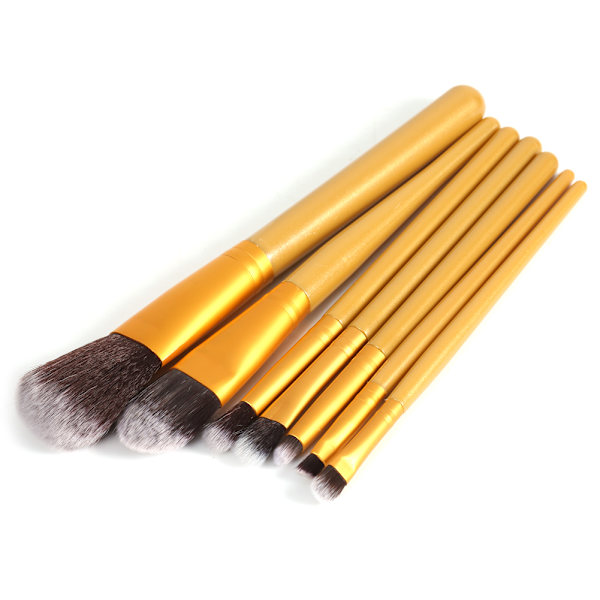 7 stk. Makeupbørste Sæt Pudder Foundation Blush Blending Contour Ansigtsværktøjer (7 stk. Guld Børster)