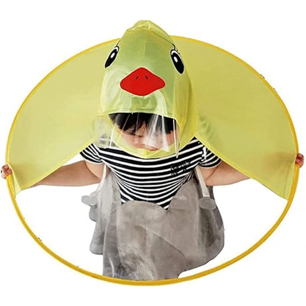 Regnkappa för barn med paraplyhatt - Vattentätt regnkläder i UFO-stil för småbarn, pojkar och flickor (Gul) yellow S