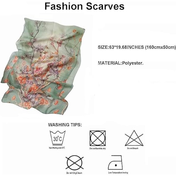 Sjal for kvinner Lettvekt Sjal Elegant Blomstermønster Gjennomsiktig Sjal Sjal Wraps