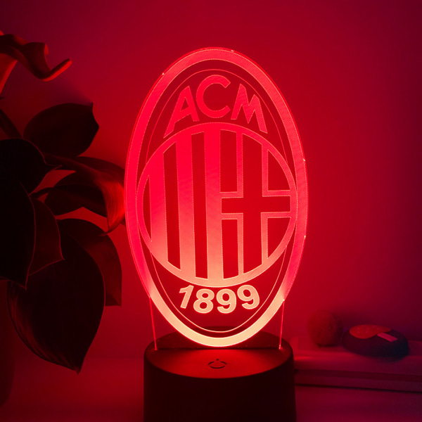 Qinwei 3D LED Illusionslampa Milan Team 16 färger Fjärrkontroll Akryl Nattlampor Dekorativa lampor i sovrummet för barn --- Svart säte