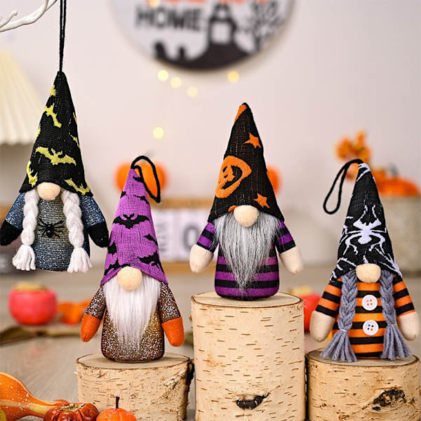 Halloween-dekorasjon kreativ spiss hatt dukke Rudolph-anheng lysende sjarm (D flaggermus svart hatt)