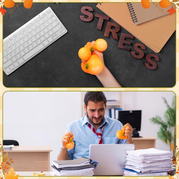 12 stk. Græskar Stressbolde Bulk Sæt - Mini Efterårs-Tema Klemmelegetøj til Angstlindring, Thanksgiving Festgaver & ADHD Sensorisk Fi Orange