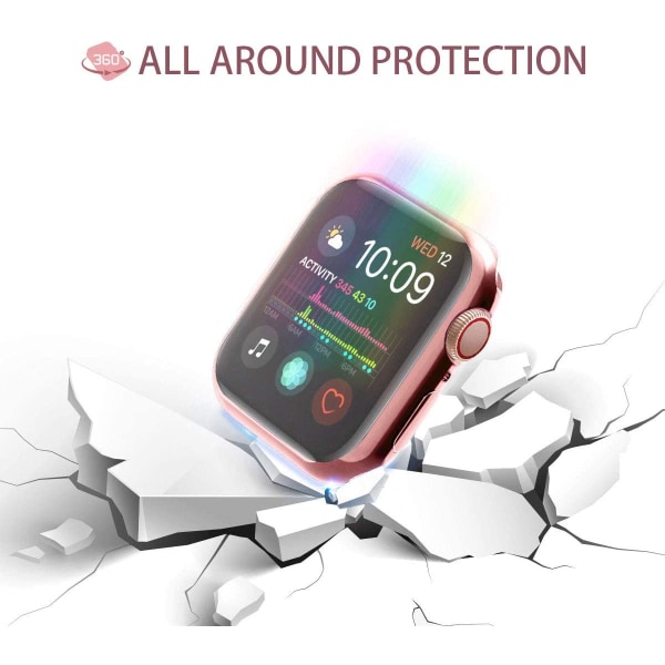 [2-pack]38 mm case för Apple Watch skärmskydd, övergripande case TPU HD Ultra-Tunnt cover (1 Rose Pink+1 Transparent)