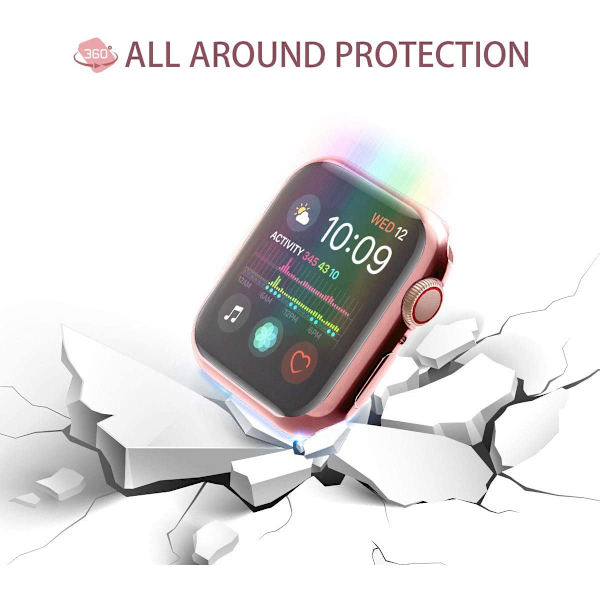 [2-Pack]42mm Fodral för Apple Watch  Skärmskydd, Övergripande Skyddande Fodral TPU HD Ultratunt Skydd (1 Rosa + 1 Transparent)
