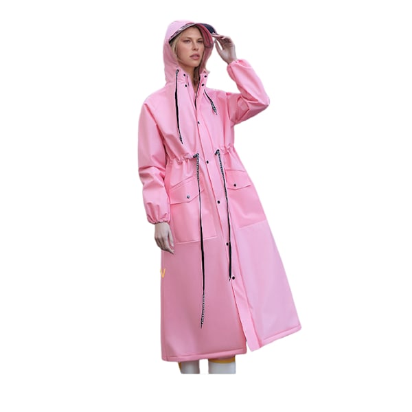 Vattentät poncho för hela kroppen för kraftigt regn, lång regnkappa för damer för cykling, bärbar regnutrustning för vuxna Pink L