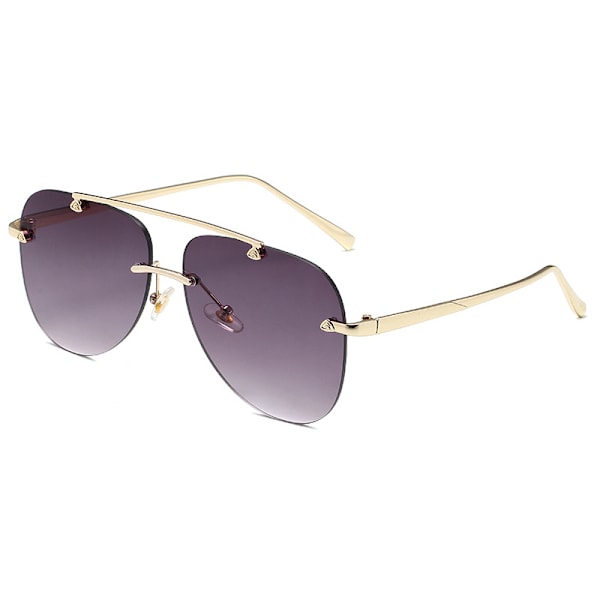 Retro Rimless Aviator Solbriller til Kvinder Mænd Klassisk Dame UV400 Beskyttelse Gradient Linse Solbriller