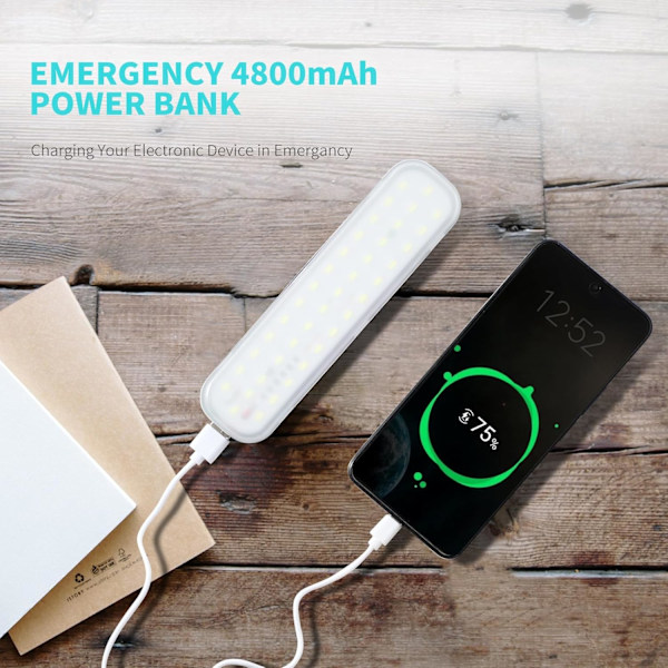 Solarlampa för Camping - Solcellsladdningsbar Campinglampa, Soldriven Portabel Powerbank, 2000 Lumen, 4 Ljuslägen LED Solar Li black