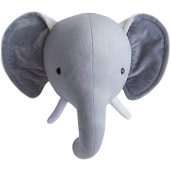 Väggdekor, djurhuvud Väggupphängning för inredning i baby Fyllda leksaker Presenter för barn i sovrum eller lekrum (elefant)