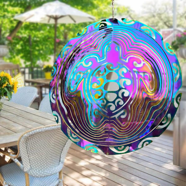 Vindspinnare Utomhus Metall 3D Vindspinnare Hängande Sköldpadda Trädgård Dekoration Presenter Rostfritt Stål Sköldpadda Spinnare med 360° Rotation Turtle