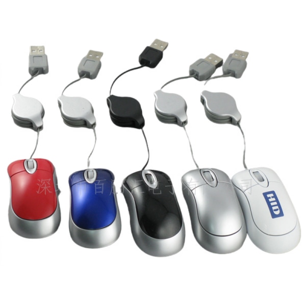 Infällbar sladd Minimus Office-hemmus för bärbar dator eller stationär dator, USB -datormus med kabel med optisk sensor och 1200 DPI - Bekväm kabelansluten Mo
