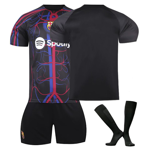 Barcelona NONE Bortetröja, 23-24 FCB Joint Special Edition Svart Barn Vuxen Fotbollsträningströja, Semestergåva, Födelsedagspresent 18 NONE