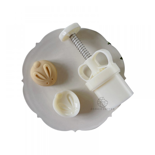 Kanin Mid-Autumn Mooncake Press Form, Håndpresset Biscuit Dessert Diy med 1 Stempel Blomst, Mooncake Shortcake Press Form