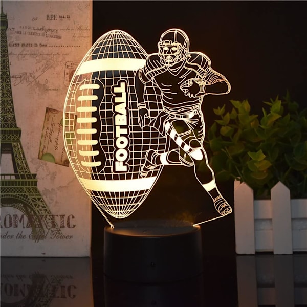 Rugby VS Athletel Figur 3D Lampe Illusion Natlampe RGB USB Lampe Fjernbetjening/touch LED Lampe Børns Soveværelse Bordlampe Velegnet til Fødselsdag