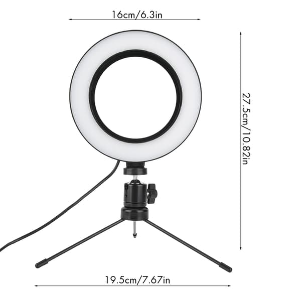 6 tommer 3-tilstande dæmpbar USB LED Video Ring Light Makeup Live Belysningssæt med Bordstativ