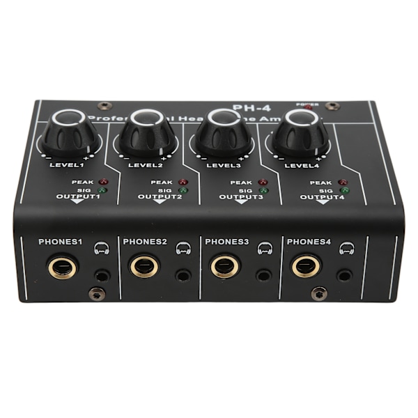 Hovedetelefonforstærker Splitter 4 Kanals Stereo Output RCA Input Mini Switcher 220VAC
