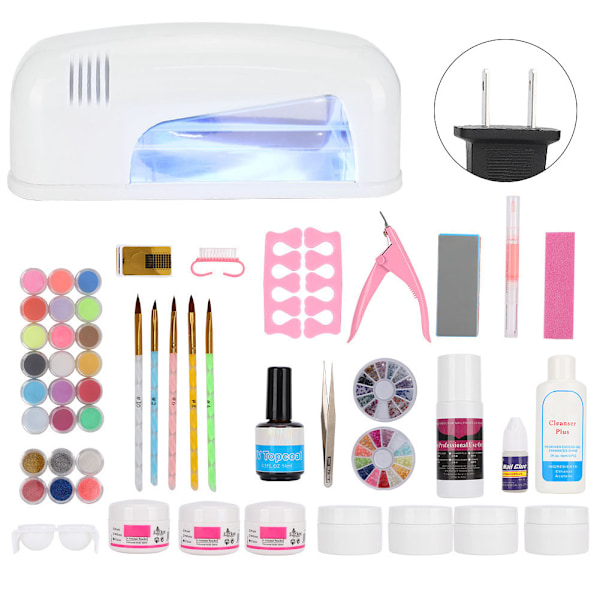 906 Nail Art Curing Lamp UV Gel Nail Art Tools Acrylic Powder Nail Art Manicure KitUS Plug 110V