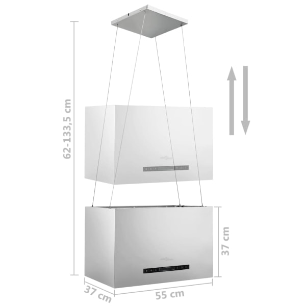 Hängande köksfläkt med touchsensor LCD 55cm rostfritt stål