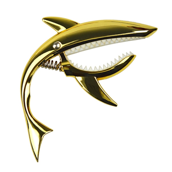 Shark Capo i zinklegering, mjuk och elastisk för akustisk gitarr, ukulele, mandolin, banjo, guld