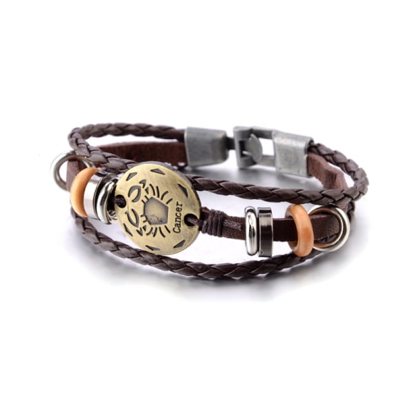 Wekity Punk Alloy Läderarmband för Constellation Flätad Rep Armband Bangle