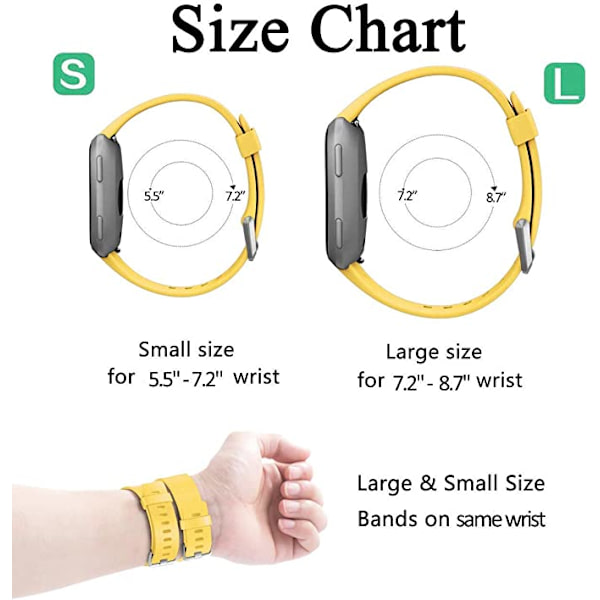 Älykellon ranneke sopii Fitbit versa älykellolle, versa 2 ja versa Lite se -kelloille naisille ja miehille (Mango Yellow-L)
